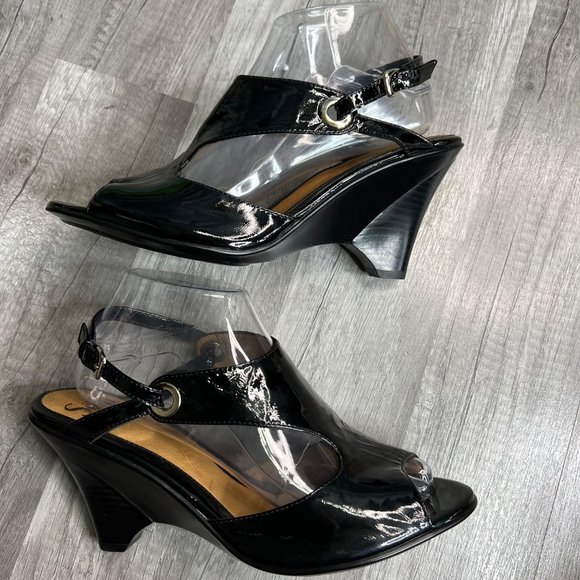 Sofft Patent Leather Back Slingback Cutout Sandals Pumps 9 1/2 - Picture 2 of 10